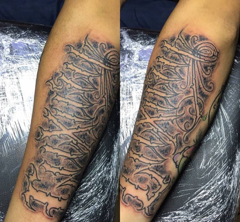 奇卡诺手写字体纹身图片_成品手臂欧美字符匪气花体字奇卡诺纹身图案