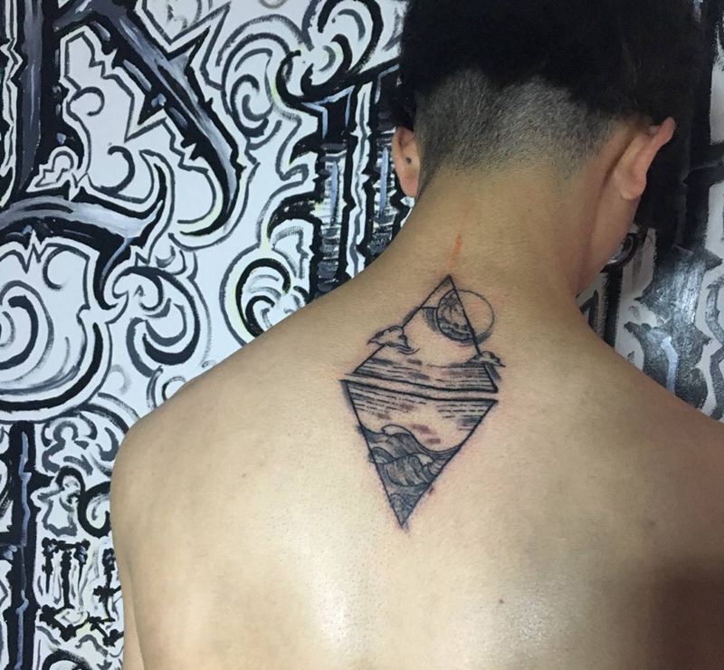 线条小图纹身图片_成品插画欧美清新几何纹身图案