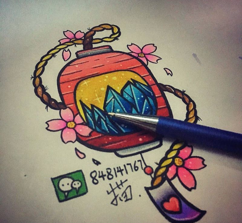 Old school纹身图片_手稿插画欧美清新少女心纹身图案