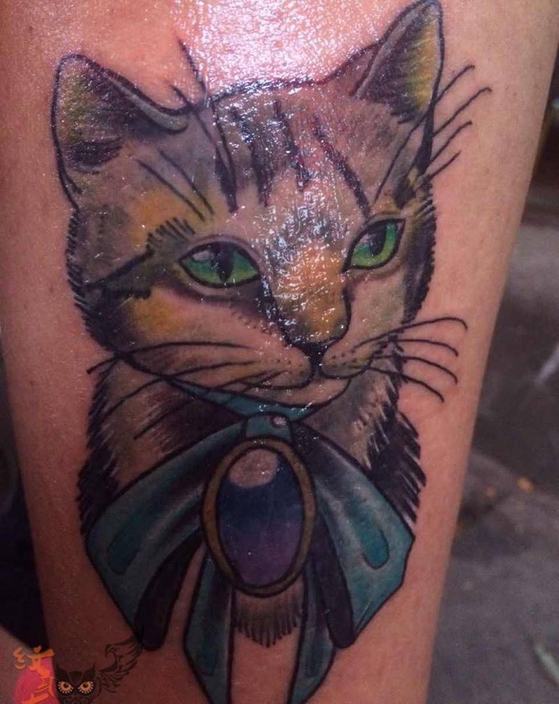 小猫咪纹身图片_手臂脚部成品肩部颈部欧美写实清新动物纹身图案