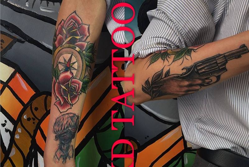 今天上色纹身图片_成品手臂欧美玫瑰纹身图案