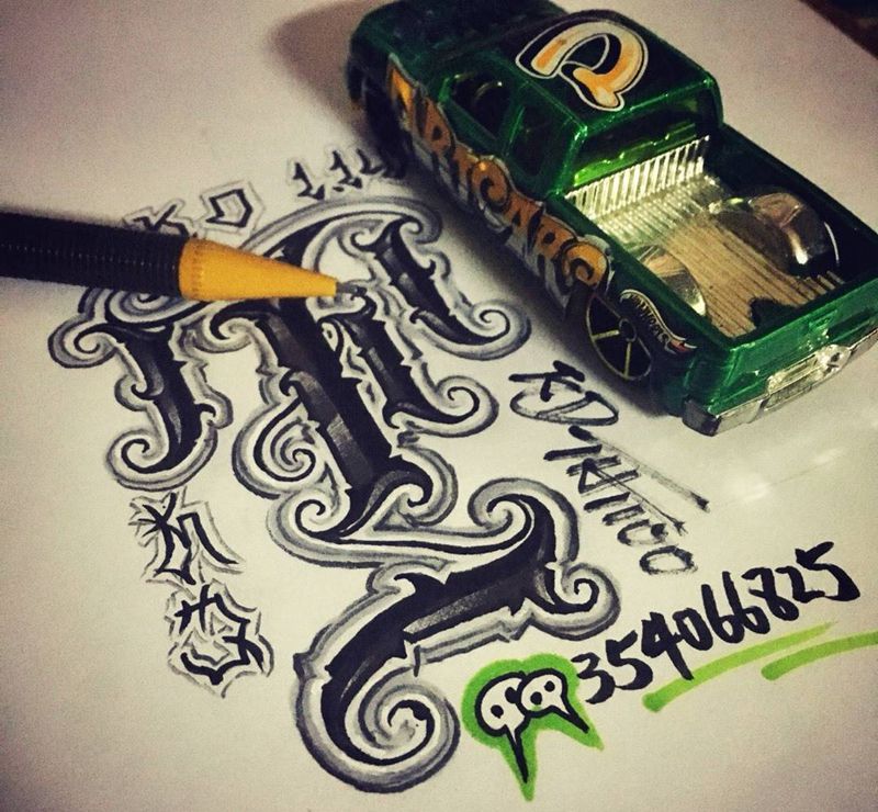 奇卡诺手写字体纹身图片_成品手稿欧美字符匪帮奇卡诺花体字纹身图案