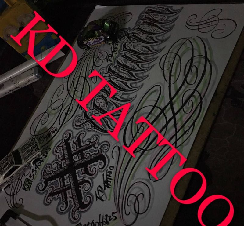 今天练习纹身图片_成品手稿插画欧美字符奇卡诺匪气花体字纹身图案