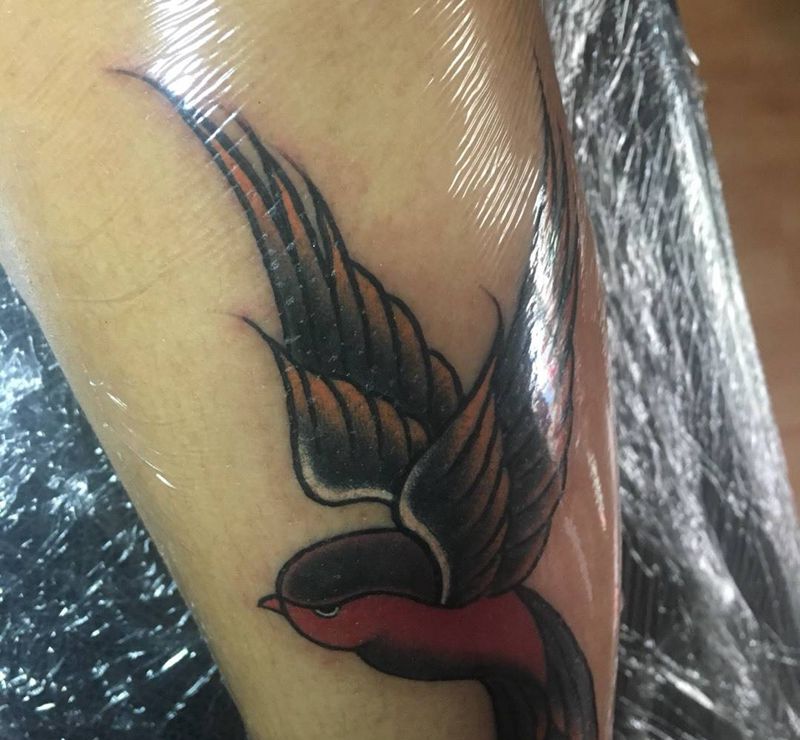 今天图纹身图片_成品手稿欧美字符奇卡诺花体字燕子纹身图案