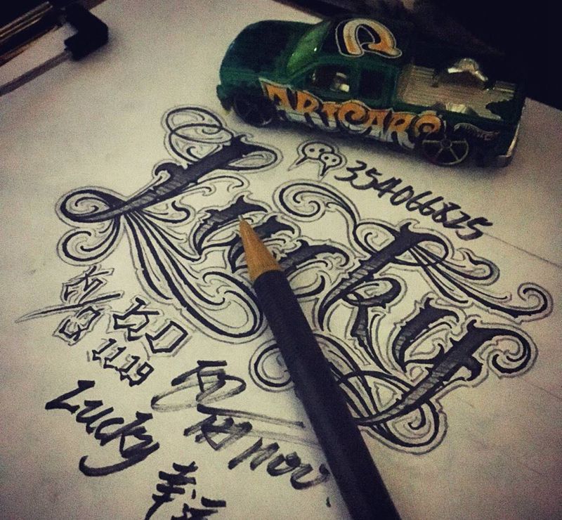 奇卡诺手写字体纹身图片_手稿插画欧美字符花体字奇卡诺纹身图案