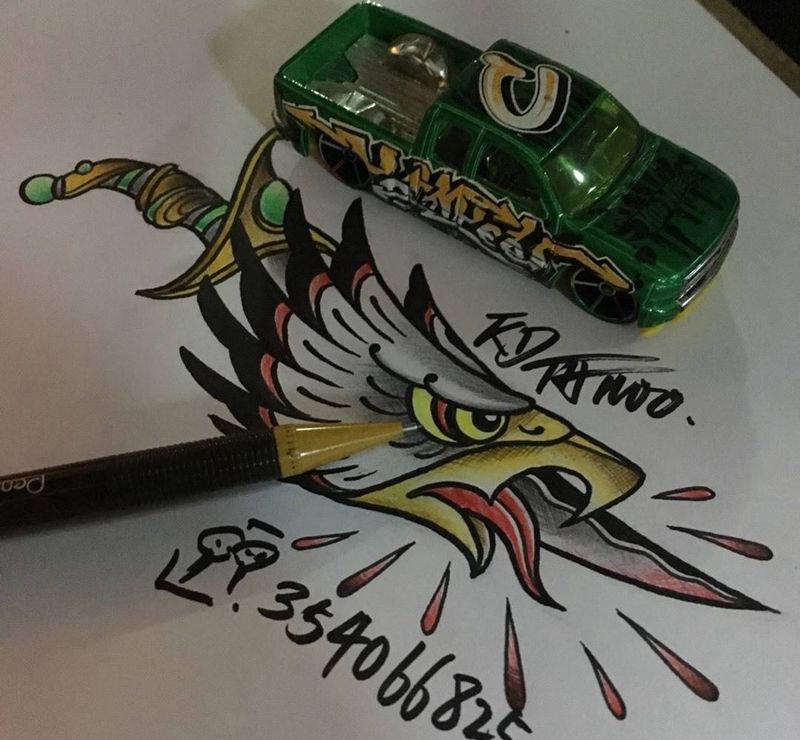 Old school纹身图片_成品手稿插画欧美动物鹰老鹰纹身图案