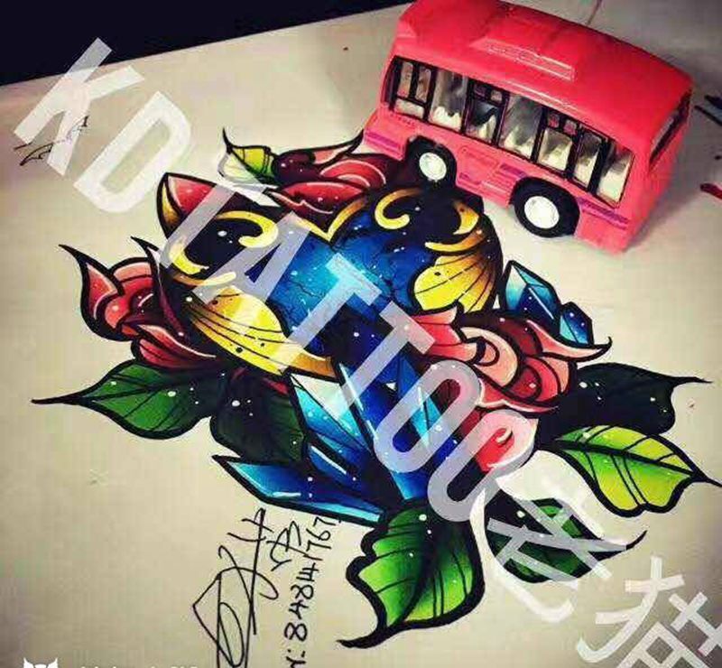 New school纹身图片_成品手稿欧美清新动物纹身图案