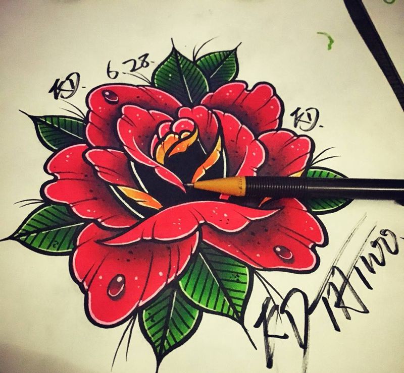 Old school稿纹身图片_手稿插画欧美植物纹身图案