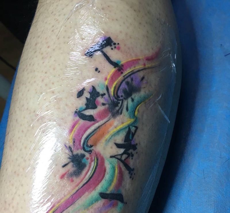 今天现场设计纹身图片_手稿成品腿部手臂欧美传统字符纹身图案