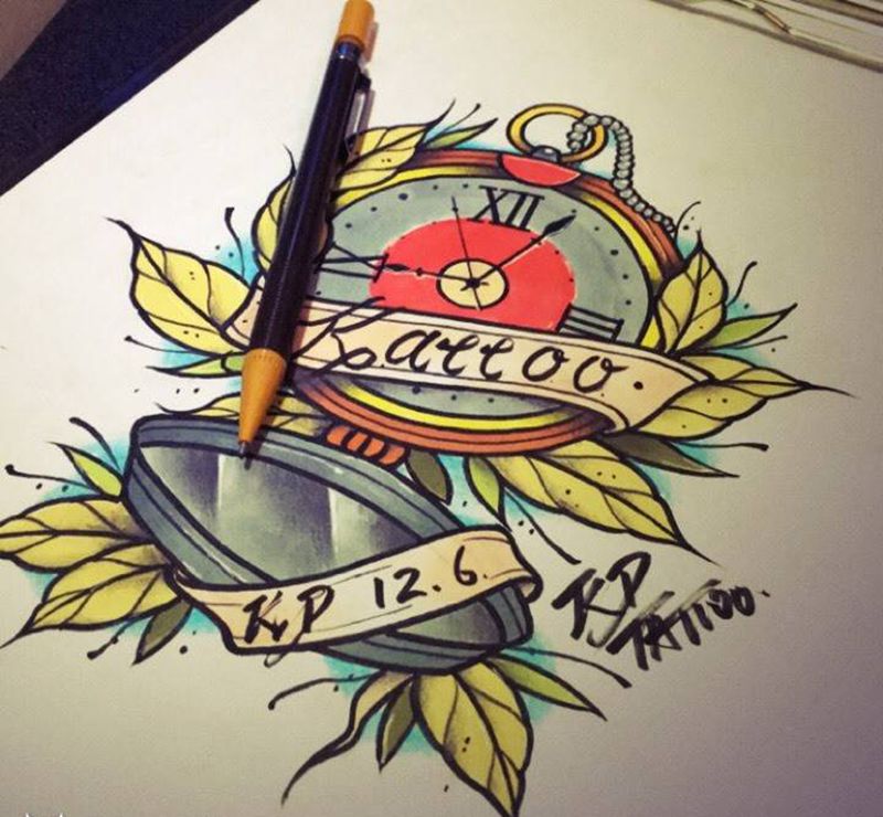 Old school手稿纹身图片_手稿插画欧美纹身图案