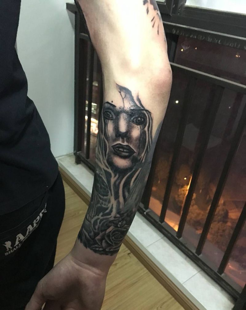 暗黑风格纹身图片_成品欧美写实纹身图案