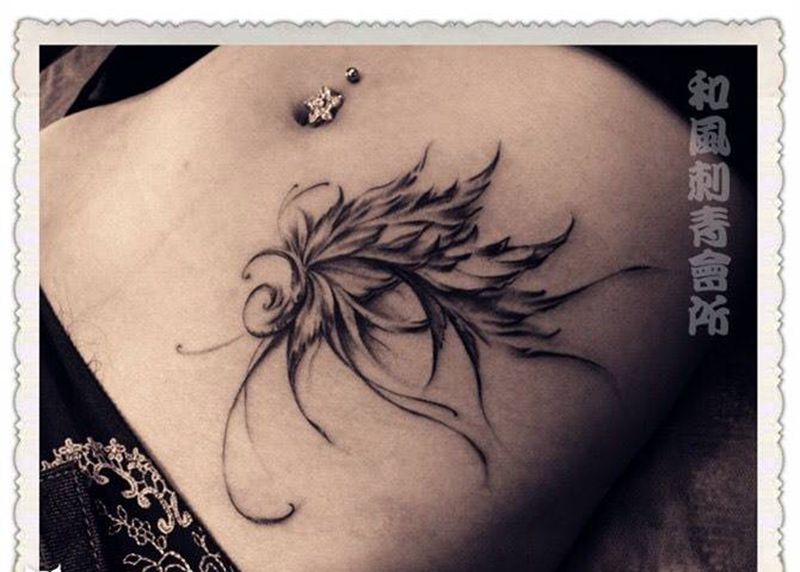 风花雪月纹身图片_飘逸原创植物清新纹身图案