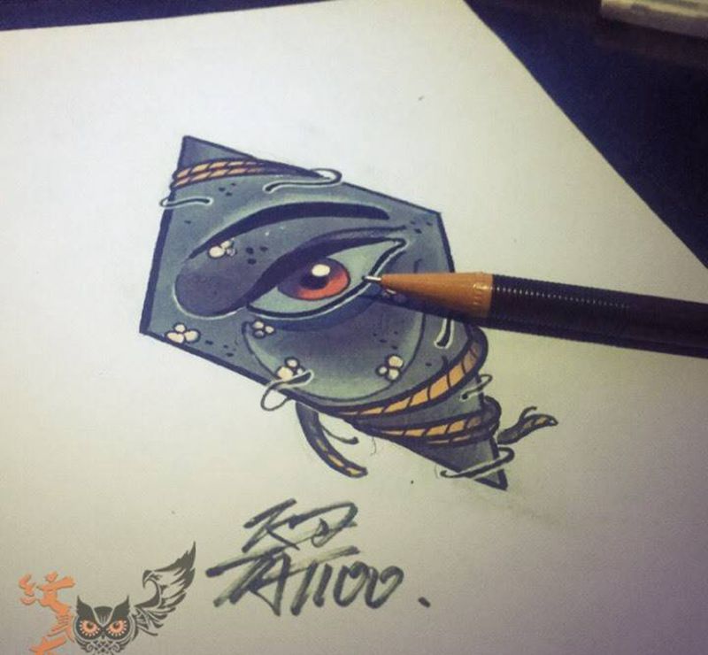 手稿来了纹身图片_手稿插画手臂欧美静物动物纹身图案