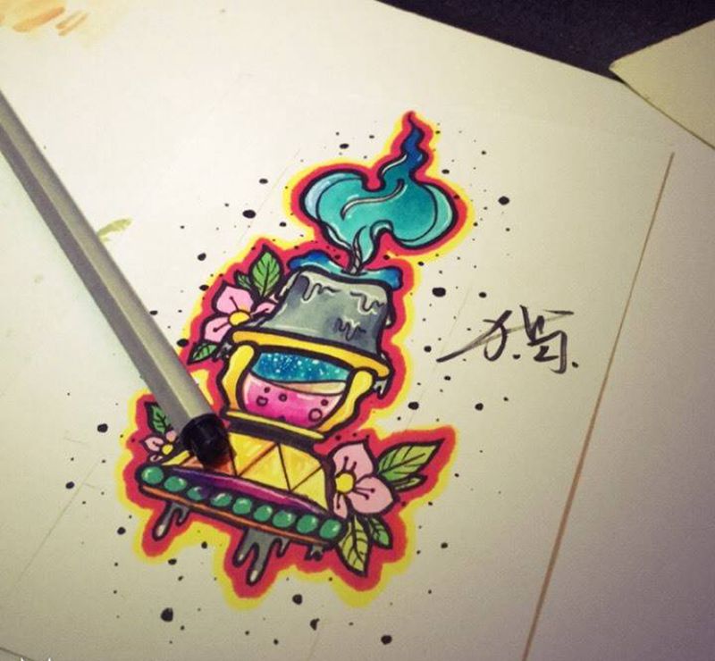 猫tattoo手稿纹身图片_插画手稿欧美纹身图案