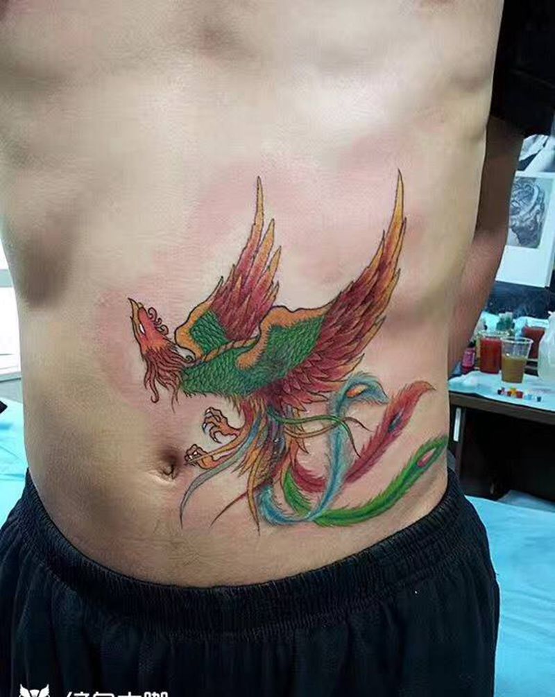 遮疤凤凰纹身图片