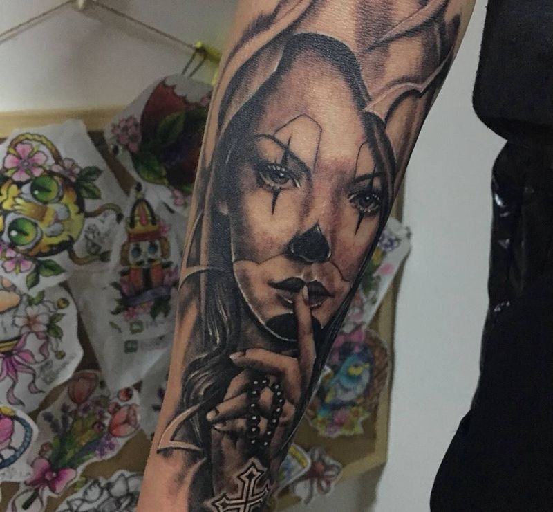 匪帮写实纹身图片_成品欧美写实人物匪帮纹身图案