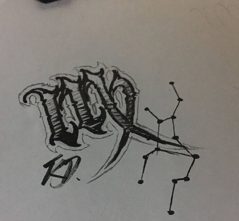 处女座♍️纹身图片_成品手稿插画欧美星座奇卡诺花体字匪气纹身图案