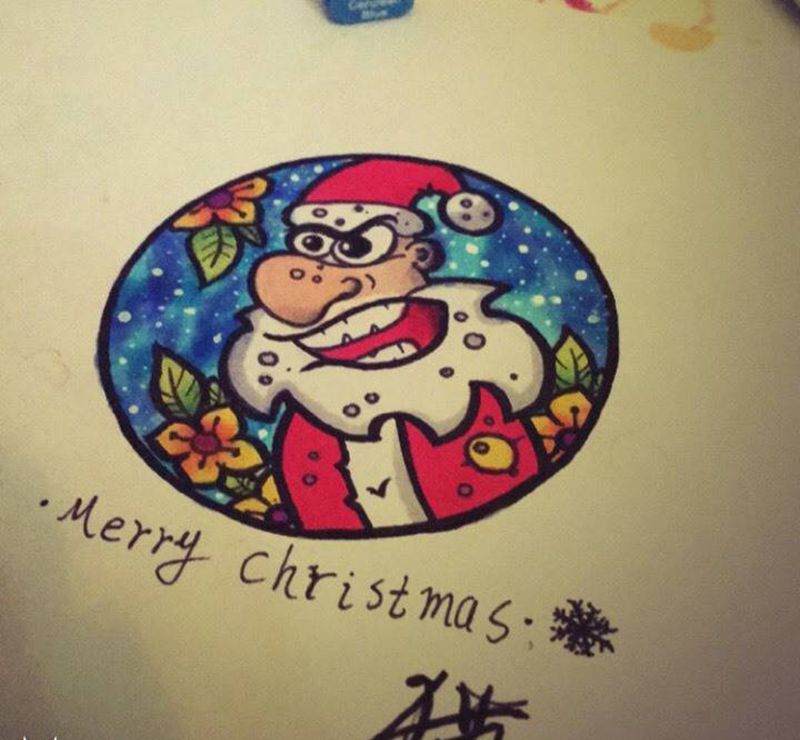 圣诞系列手稿纹身图片_手稿插画欧美纹身图案