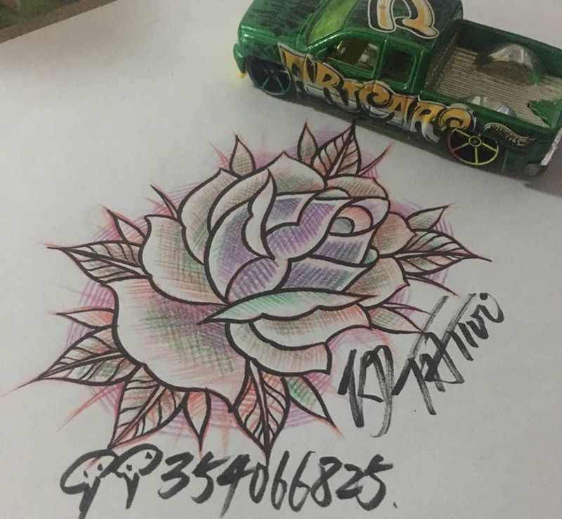 old school纹身图片_手稿成品欧美植物玫瑰纹身图案