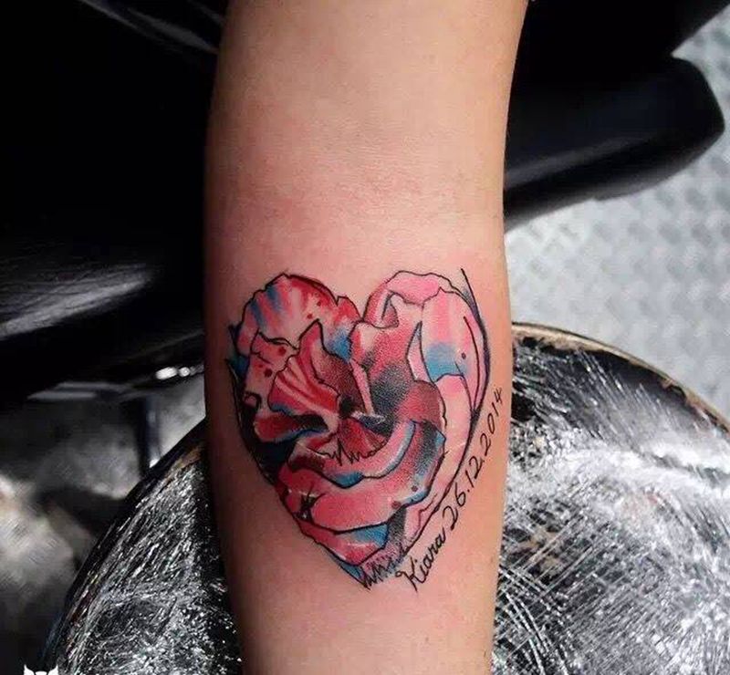 康乃馨纹身图片_成品颈部腹部腰部手臂胸部背部腿部植物纹身图案