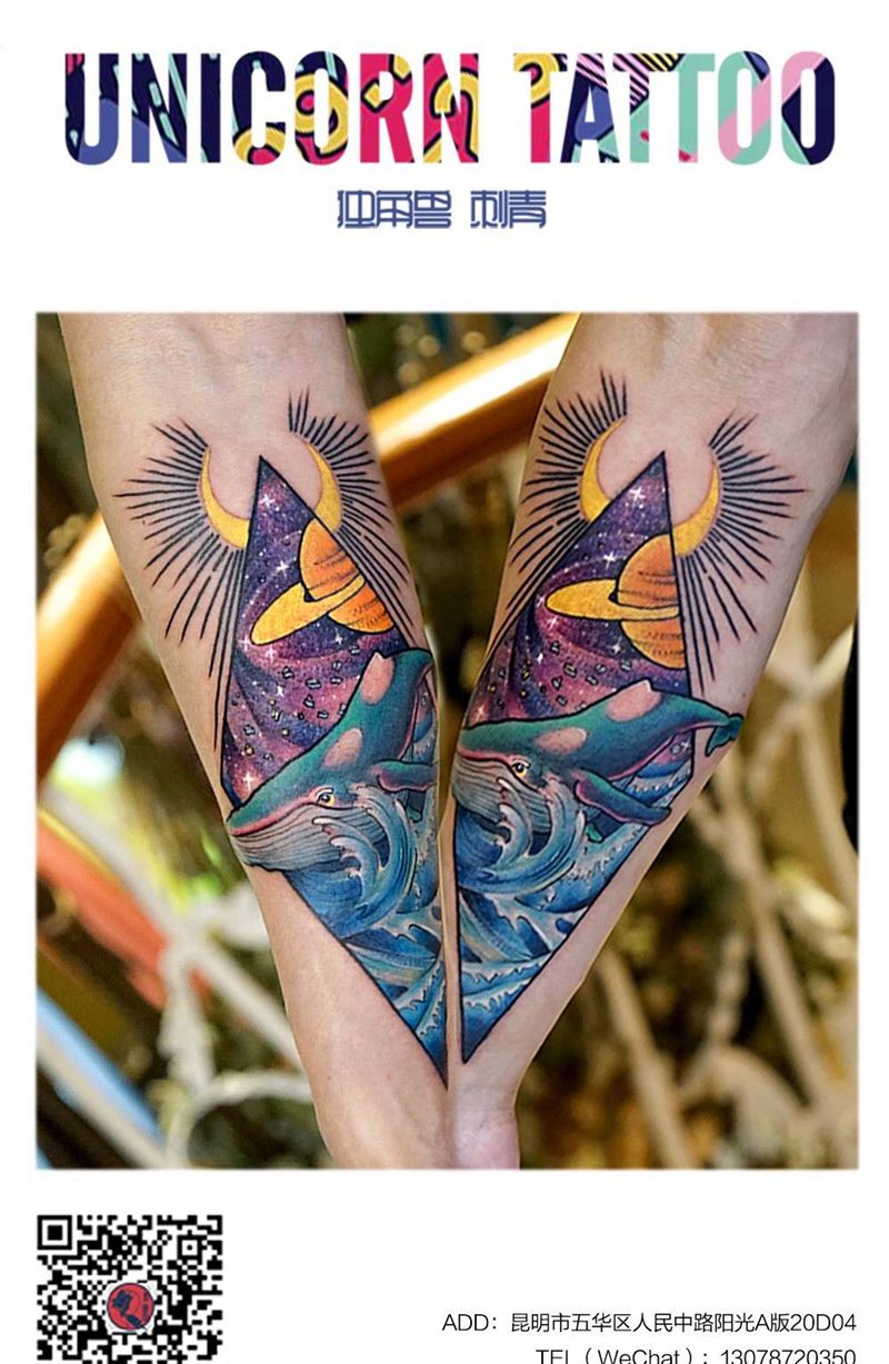 如鲸向海纹身图片