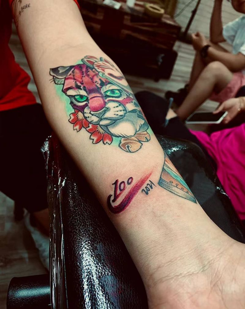 学业有成100分纹身图片_手臂纹身图案