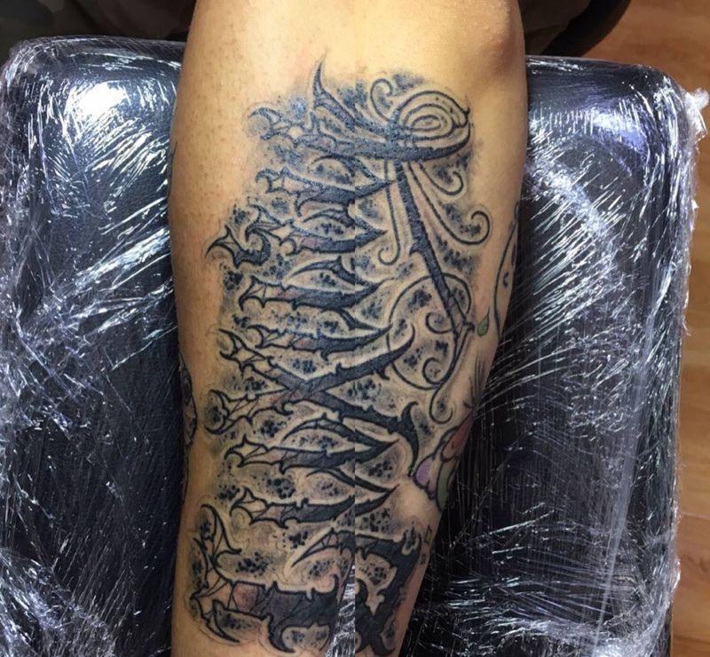 奇卡诺手写字体纹身图片_成品手臂欧美字符匪气奇卡诺花体字纹身图案