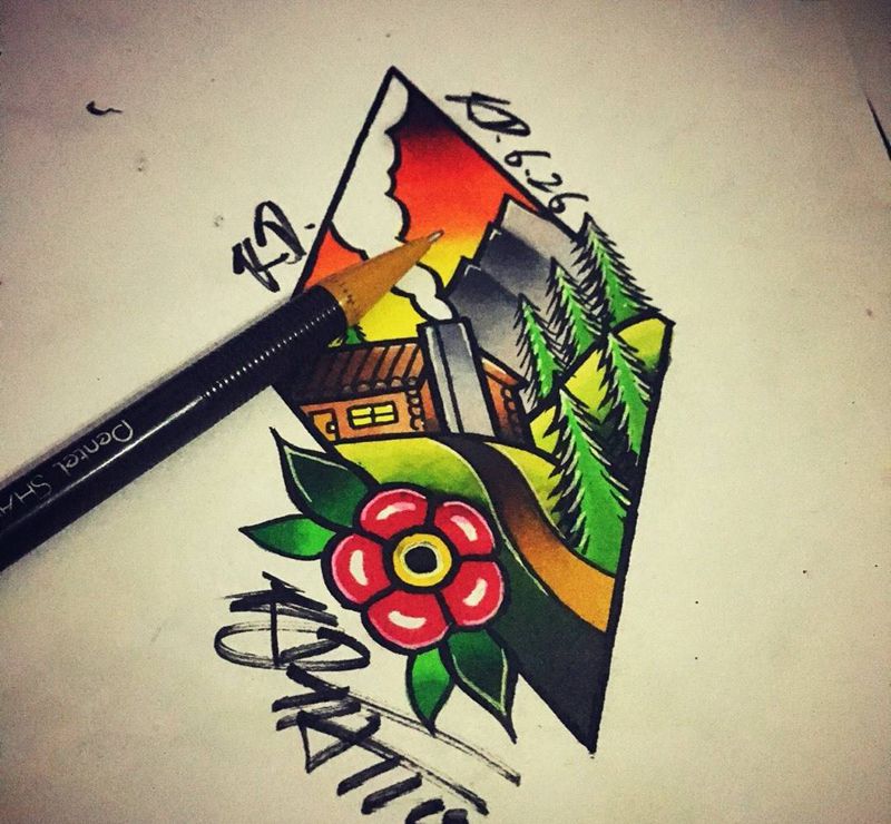 old school手稿纹身图片_手稿插画欧美纹身图案