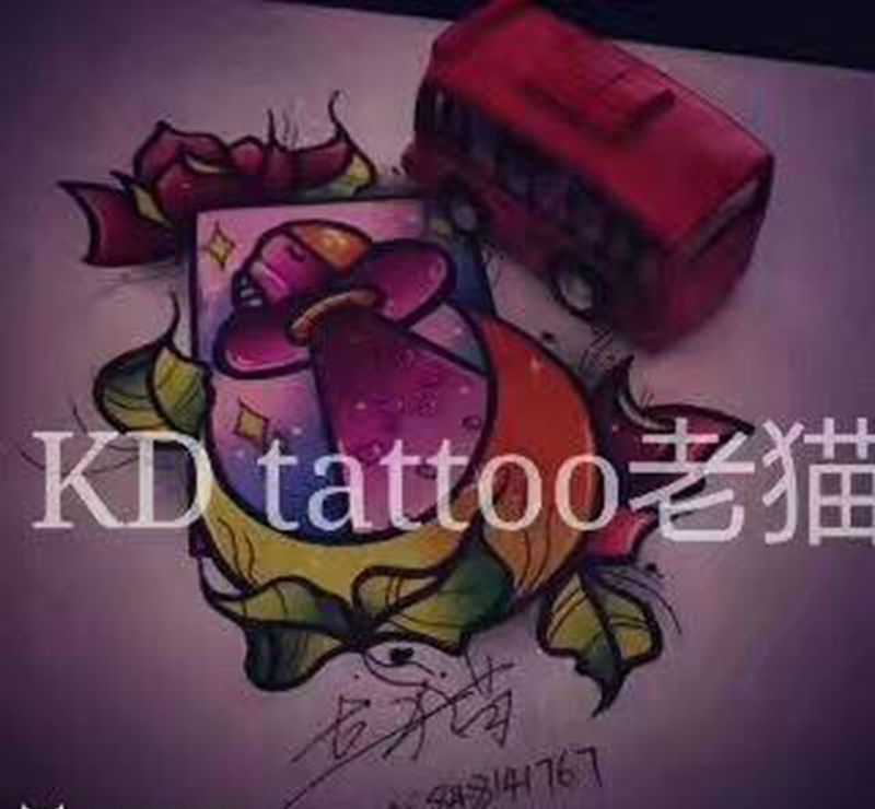 来自old猫纹身图片_成品手稿插画欧美清新少女心纹身图案