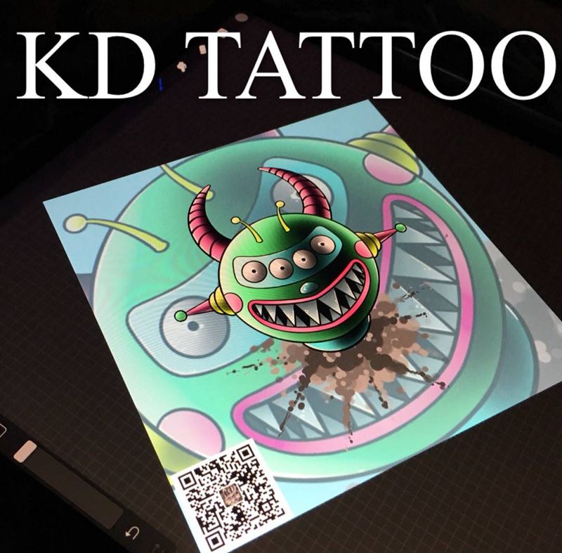 机器人纹身图片_Old School机器人恶魔纹身图案