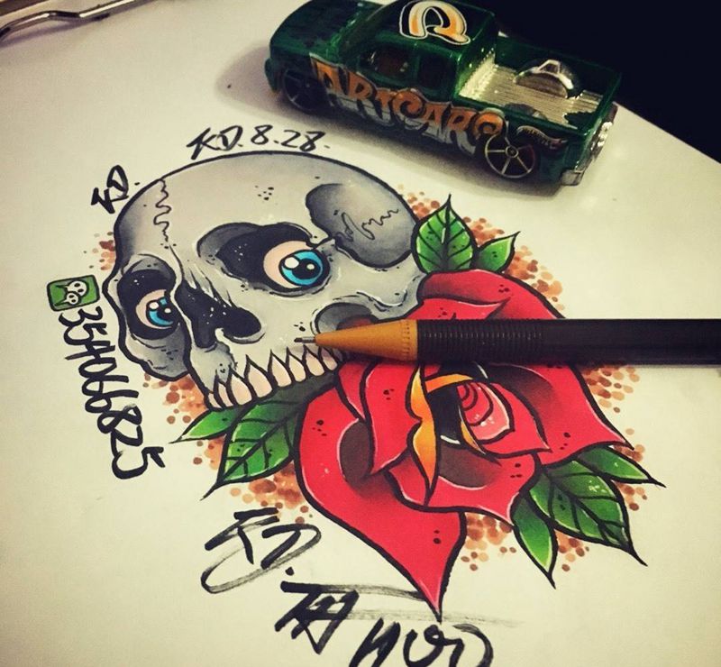 今天稿纹身图片_手稿插画欧美纹身图案