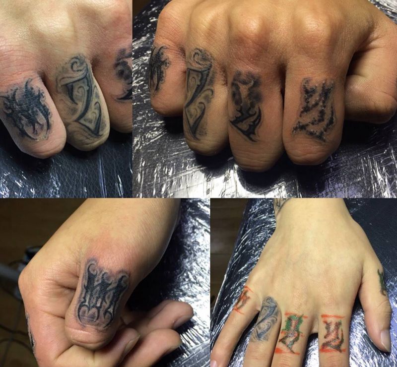 今天手指纹身图片_成品手部欧美字符匪气花体字奇卡诺纹身图案