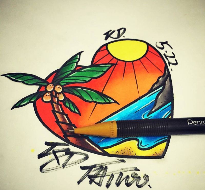 夏日小稿纹身图片_手稿插画欧美纹身图案