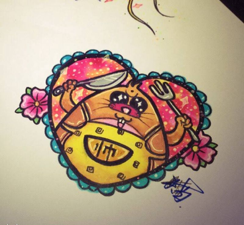 猫的稿纹身图片_手稿插画写实欧美纹身图案