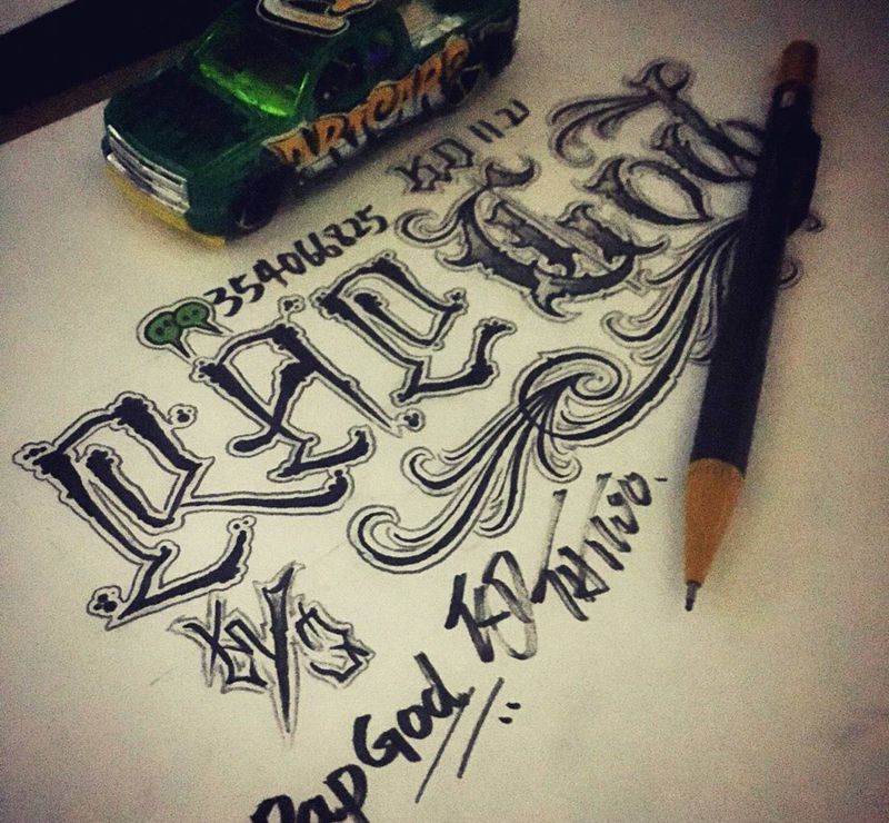 奇卡诺手写字体纹身图片_手稿插画欧美字符奇卡诺花体字纹身图案