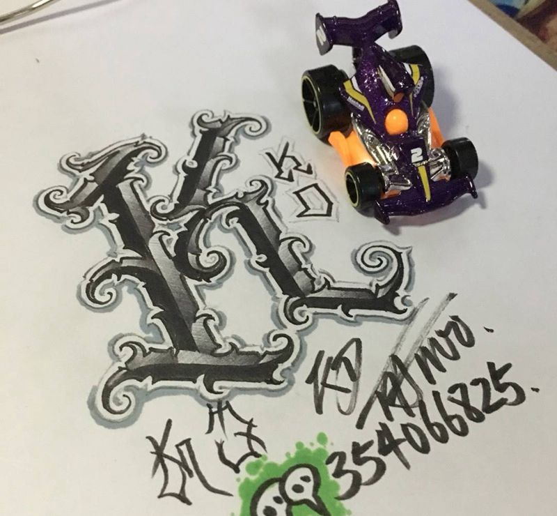 奇卡诺手写字体纹身图片_成品手稿插画欧美字符花体字奇卡诺纹身图案