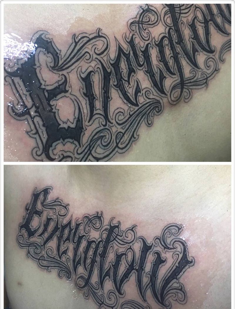 奇卡诺手写字体纹身图片_手稿成品欧美字符花体字奇卡诺匪帮纹身图案