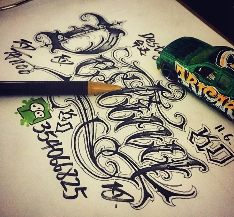 Destiny纹身图片_手稿插画手臂腿部欧美字符奇卡诺纹身图案