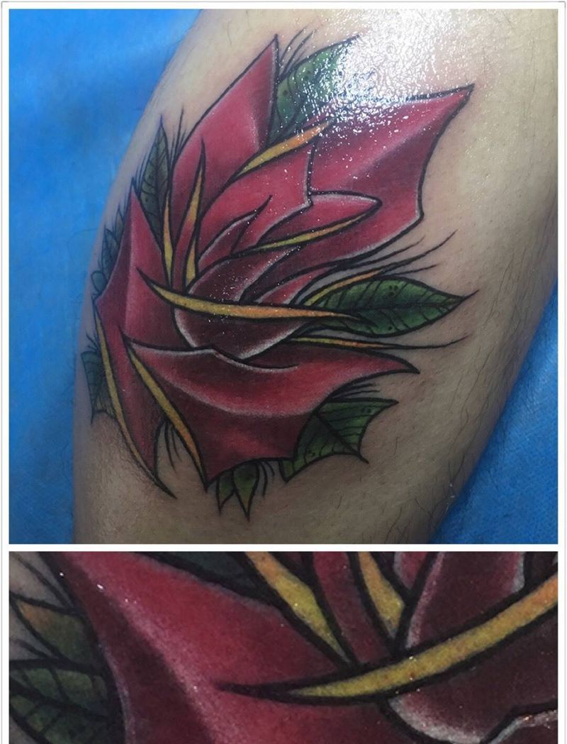 old school纹身图片_成品手稿欧美植物玫瑰纹身图案