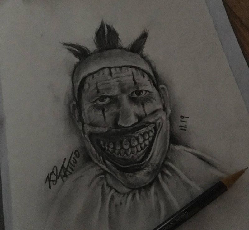 今天手稿纹身图片_成品手稿插画欧美肖像写实小丑纹身图案