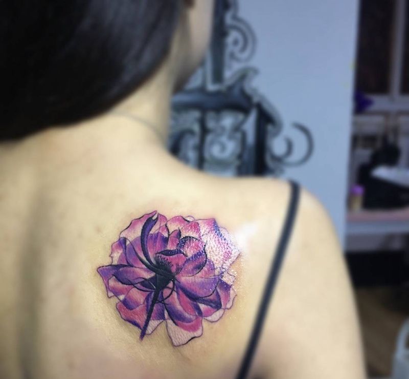 今天小图纹身图片_成品手稿肩部欧美清新植物纹身图案