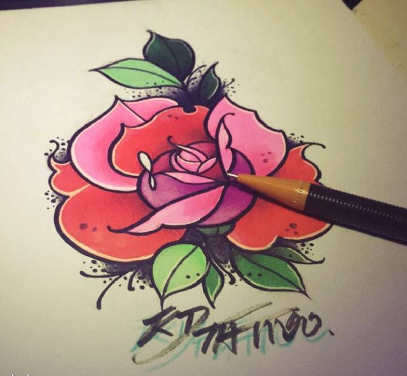 Old school手稿纹身图片_手稿插画欧美纹身图案