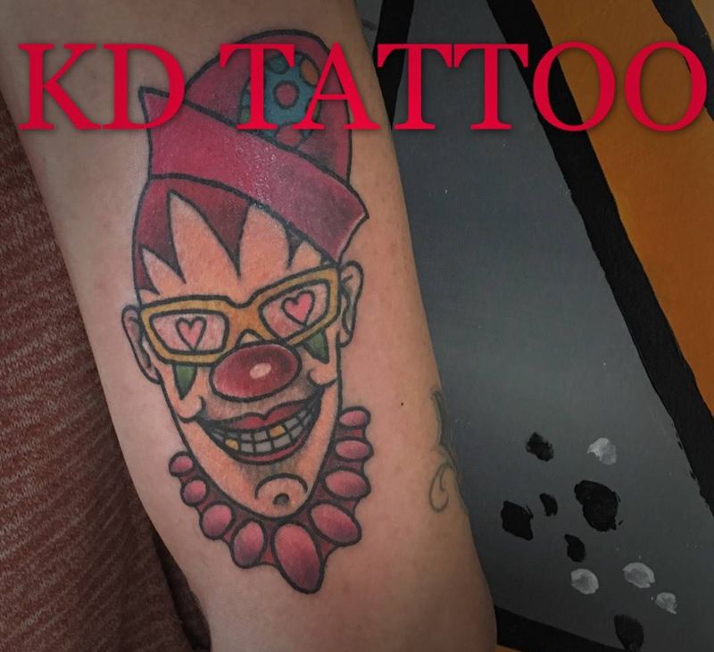 old school纹身图片_成品手臂欧美小丑纹身图案