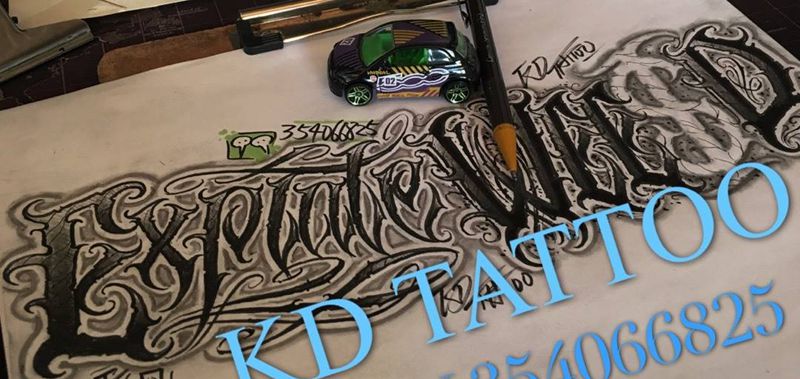 奇卡诺手写字体纹身图片