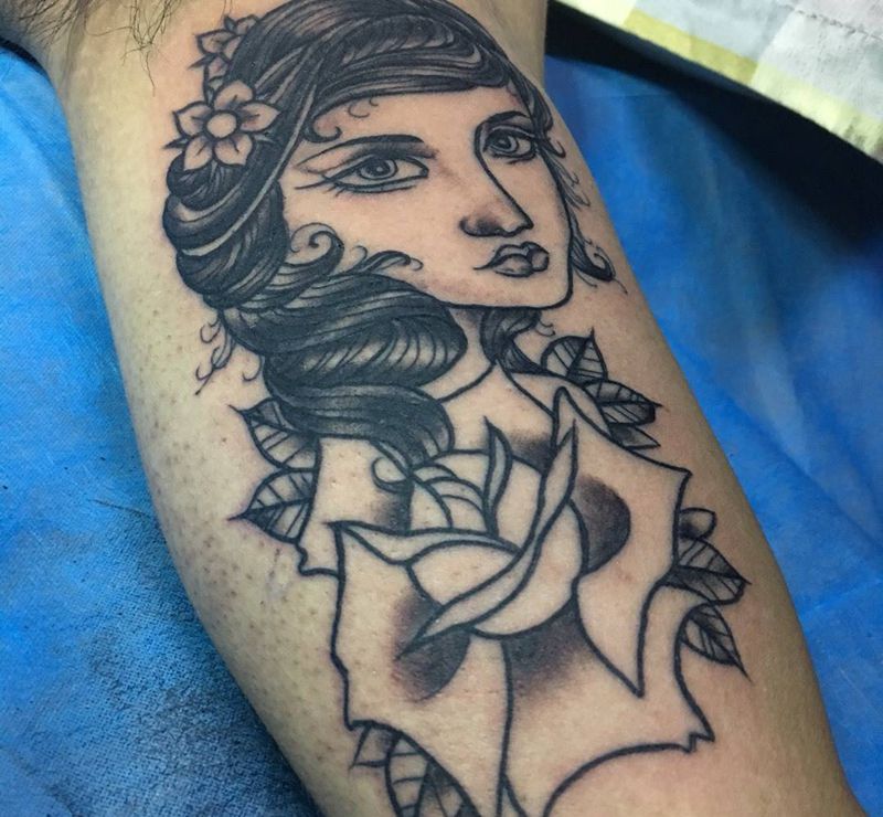 昨天的图 刚刚才刺好纹身图片_成品手稿欧美手臂人物纹身图案