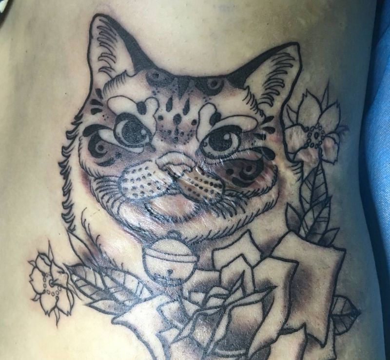 今天疤痕遮盖纹身图片_成品腹部欧美纹身图案