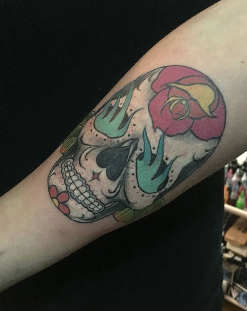 今天的作品 骷髅 字母纹身图片_成品手臂欧美字符纹身图案