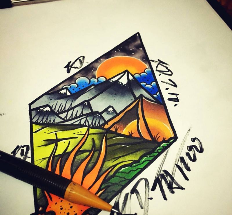 Old school稿纹身图片_手稿插画欧美纹身图案