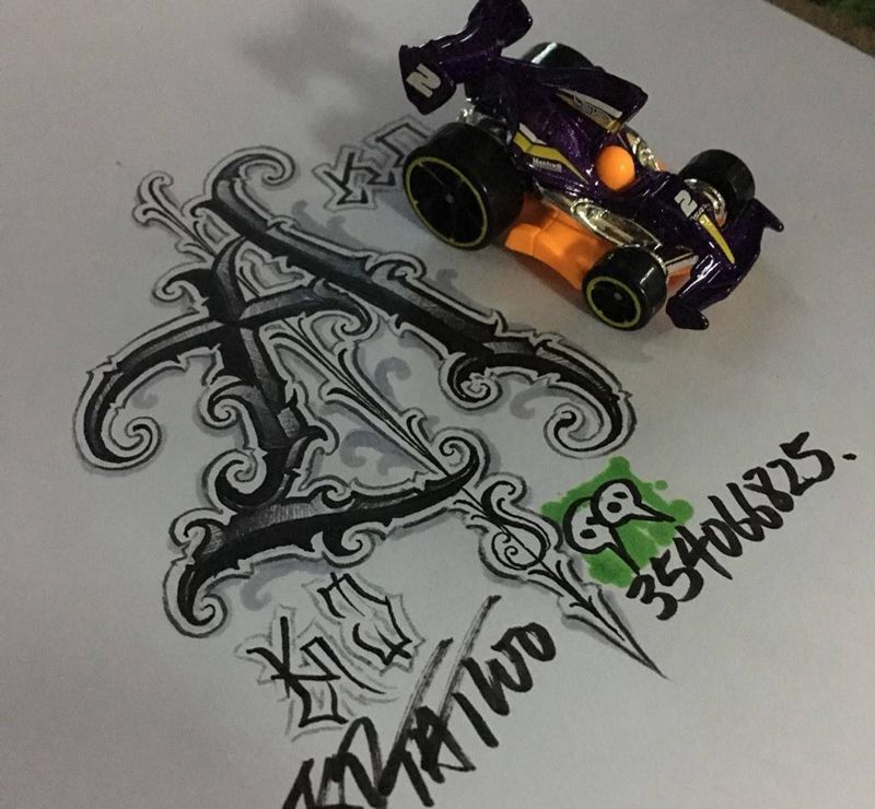 奇卡诺手写字体纹身图片_成品手稿欧美字符花体字奇卡诺纹身图案