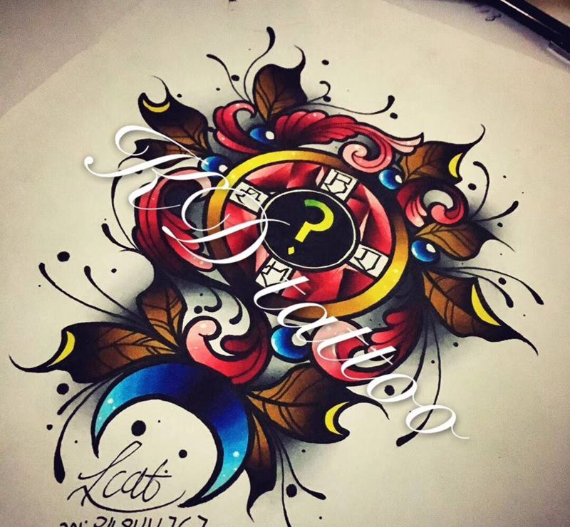 盗图死全家纹身图片_成品手稿插画欧美清新植物原创情侣纹身图案